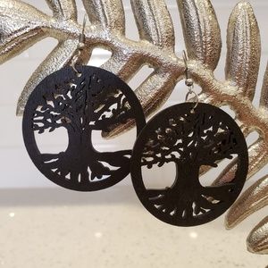 🆕️2"🌳Tree of Life Wooden Earrings NWOT